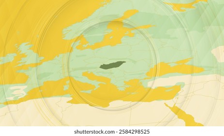 Abstract Map of Hungary and Surrounding Regions with Circular Patterns. Vibrant Abstract Map.