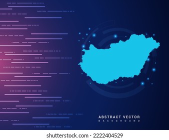 Abstract map of Hungary technology with hi-tech digital data connection system background circuit.