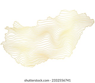 mapa abstracto de Hungría - ilustración vectorial de un mapa a rayas de color oro