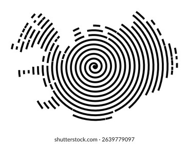 Abstract map of Iceland showing the country with a black spiral line