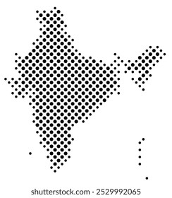 Mapa abstrato da Índia com um padrão de círculos pretos como um tabuleiro de xadrez