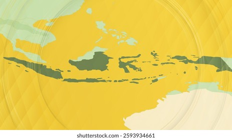 Abstract Map of Indonesia and Surrounding Regions with Circular Patterns. Vibrant Abstract Map.