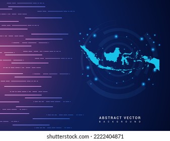 Abstract map of Indonesia technology with hi-tech digital data connection system background circuit.