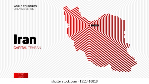 Abstract map of Iran with red hexagon lines