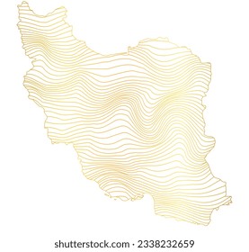 abstrakte Karte des Iran - Vektorgrafik gestreifter, goldener Karte