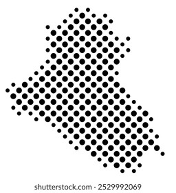 Abstract map of Iraq with a pattern of black circles like a chessboard