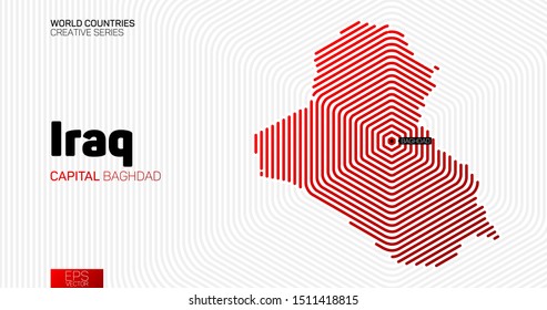 Abstract map of Iraq with red hexagon lines