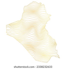 abstract map of Iraq - vector illustration of striped gold colored map