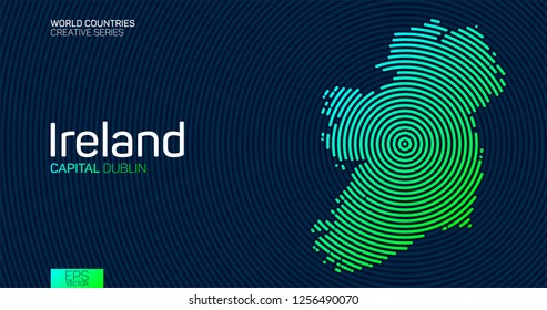 Abstract map of Ireland with circle lines
