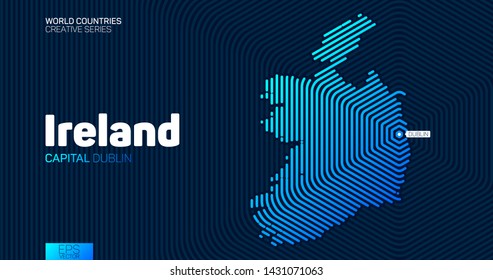 Abstract map of Ireland with hexagon lines