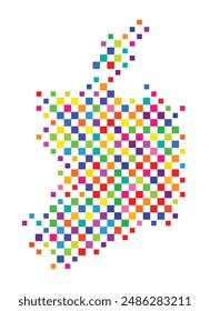 Abstract map of Ireland with a pattern of colorful squares like a chess board