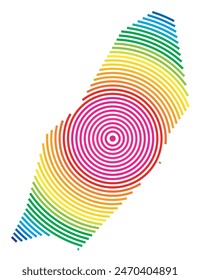 Mapa Abstractas de la Isla de Man que muestra la zona del país con anillos concéntricos en colores arcoíris como un blanco de tiro.