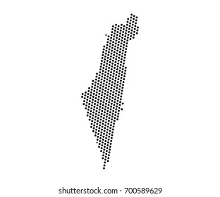 Abstract map of Israel dots planet, lines, global world map halftone concept. Vector illustration eps 10.