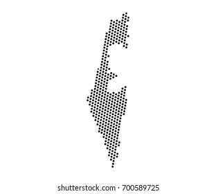 Abstract map of Israel dots planet, lines, global world map halftone concept. Vector illustration eps 10.