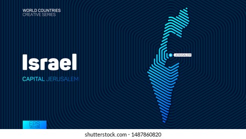 Abstract map of Israel with hexagon lines
