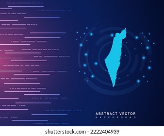 Mapa abstracto de la tecnología israelí con el circuito de fondo del sistema de conexión de datos digitales de alta tecnología.