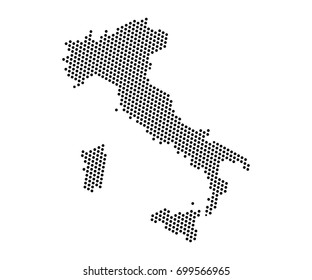 Abstract map of Italy dots planet, lines, global world map halftone concept. Vector illustration eps 10.