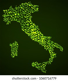 Abstract map of Italy with glowing particles, vector illustration eps 10
