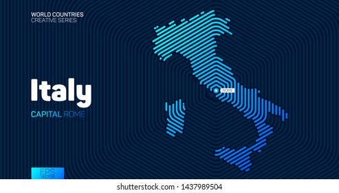 Abstract map of Italy with hexagon lines