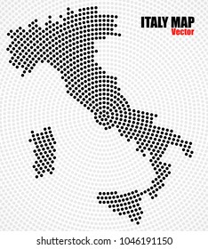 Abstract map Italy of radial dots, halftone concept. Vector illustration, eps 10
