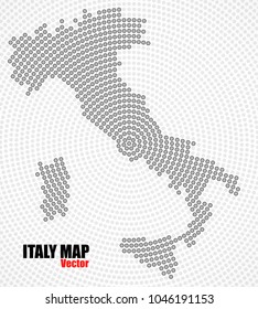 Abstract map Italy of radial dots, halftone concept. Vector illustration, eps 10