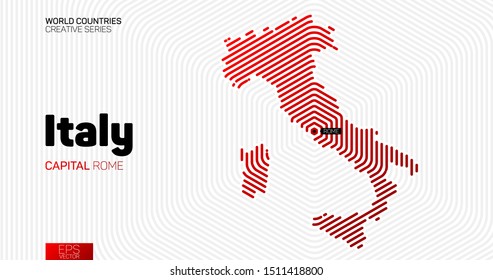 Abstract map of Italy with red hexagon lines
