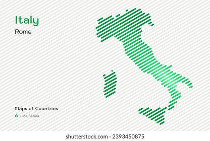 Abstract Map of Italy in sloping lines Pattern with Capital of Rome