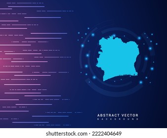 Mapa abstracto de la tecnología de Costa de Marfil con el circuito de fondo del sistema de conexión de datos digitales de alta tecnología.