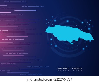 Abstract map of Jamaica technology with hi-tech digital data connection system background circuit.
