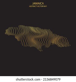 abstract map of Jamaica - vector illustartion of striped gold colored map