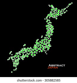 Abstract map of Japan from colorful circles. Vector illustration. Eps 10
