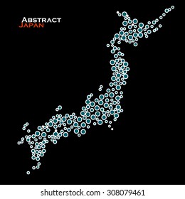 Abstract map of Japan from colorful circles. Vector illustration. Eps 10