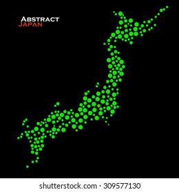 Abstract map of Japan from colorful circles. Vector illustration. Eps 10