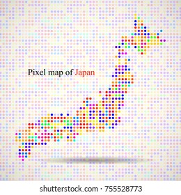 Abstract map of Japan, colorful dots. Vector illustration. Eps 10
