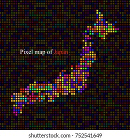Abstract map of Japan, colorful pixels. Vector illustration. Eps 10