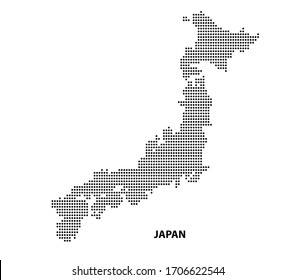 Abstract map of Japan dots planet, lines, global world map halftone concept. Vector illustration.