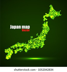 Abstract map of Japan with glowing particles, vector illustration eps 10