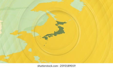 Abstract Map of Japan and Surrounding Regions with Circular Patterns. Vibrant Abstract Map.