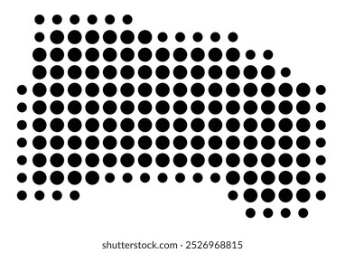 Abstract map of Jersey showing the area of the country with a pattern of black circles