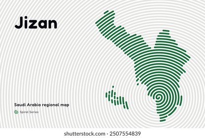 Abstract Map of Jizan in a Circle Spiral Pattern. Saudi Arabia regional map