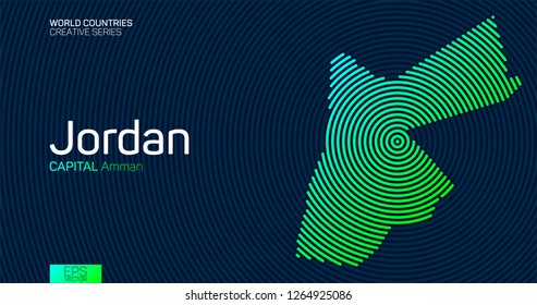 Abstract map of Jordan with circle lines