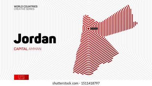 Abstract map of Jordan with red hexagon lines