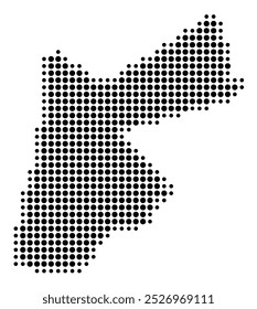 Abstract map of Jordan showing the area of the country with a pattern of black circles