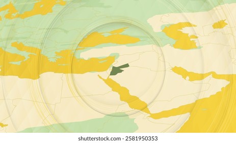 Abstract Map of Jordan and Surrounding Regions with Circular Patterns. Vibrant Abstract Map.
