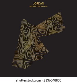 mapa abstracto de Jordania - ilusión vectorial de un mapa de rayas de color dorado