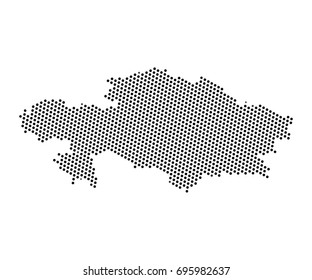 Abstract map of Kazakhstan dots planet, lines, global world map halftone concept. Vector illustration eps 10.