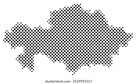 Abstract map of Kazakhstan with a pattern of black circles like a chessboard
