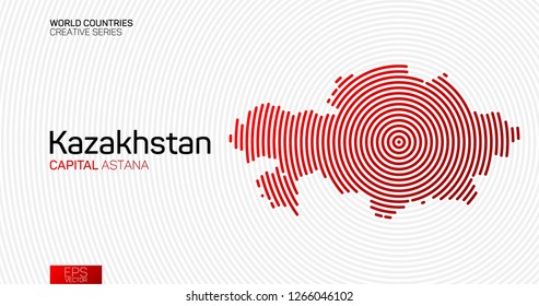 Abstract map of Kazakhstan with red circle lines