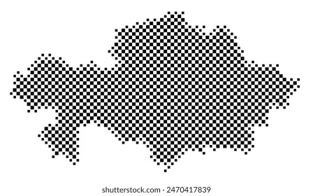 Abstract map of Kazakhstan showing the country with a pattern of black and white squares like a chessboard