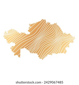 abstract map of Kazakhstan - vector illustration of striped gold colored map